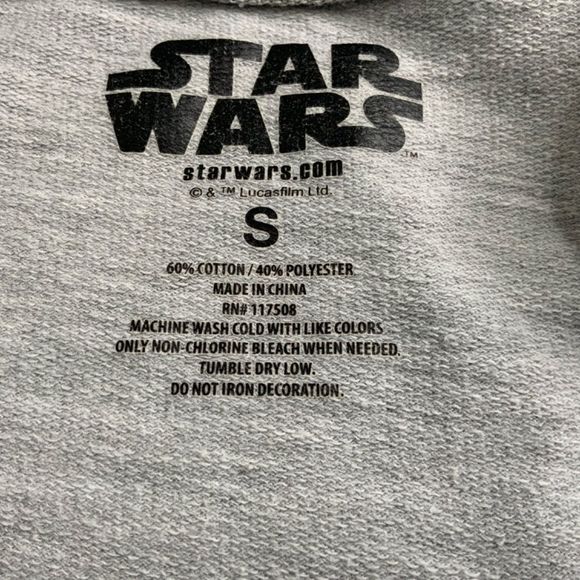 STAR WARS Cropped Hi-Lo Grey Sweatshirt Oversize Sz S - Picture 5 of 7